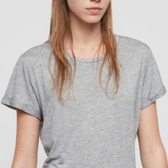 AllSaints Filor Maxi Drawstring Dress Modal Wool Blend Marled Gray Size M $120 - Picture 3 of 16